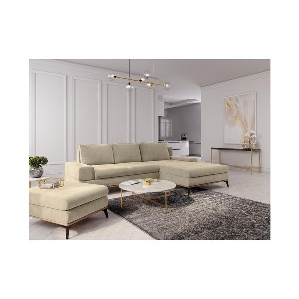 Divano letto angolare beige, angolo destro Planet - Windsor & Co Sofas-image-1