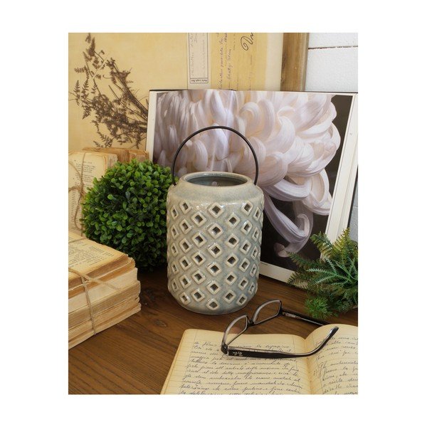Šedá keramická lucerna Orchidea Milano Antique, výška 18 cm