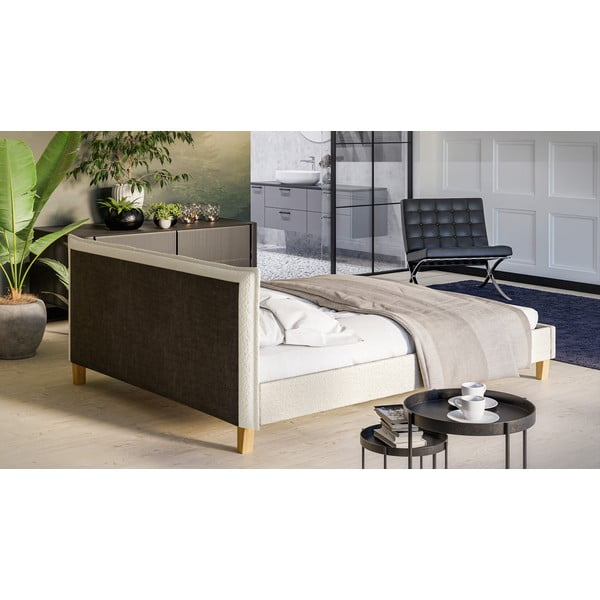 Letto matrimoniale imbottito crema con griglia 160x200 cm Tina - Ropez-image-3