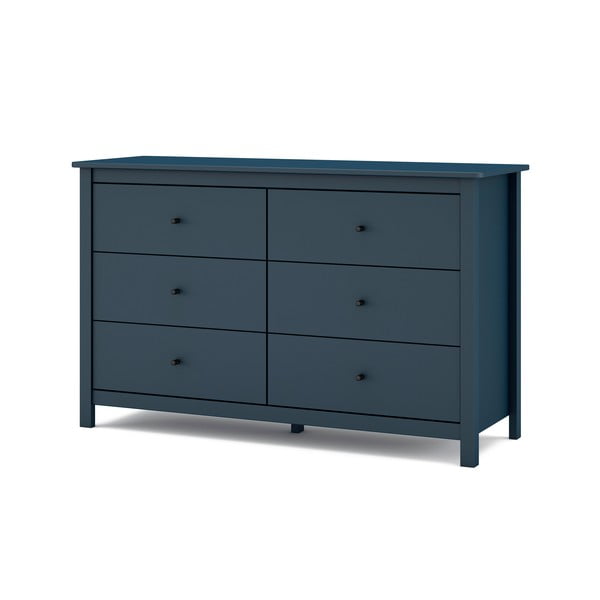 Cassettiera bassa blu scuro in pino 130x80 cm Misti - Marckeric-image-2