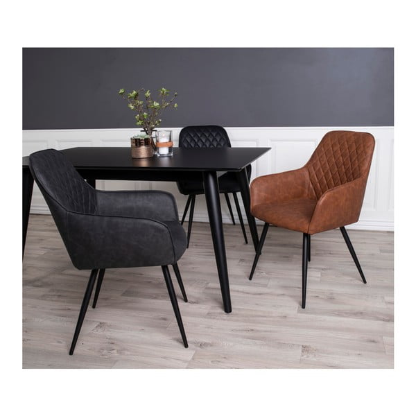 Set di sedie da pranzo marrone in imbottito con braccioli 2 pz Harbo – House Nordic-image-2