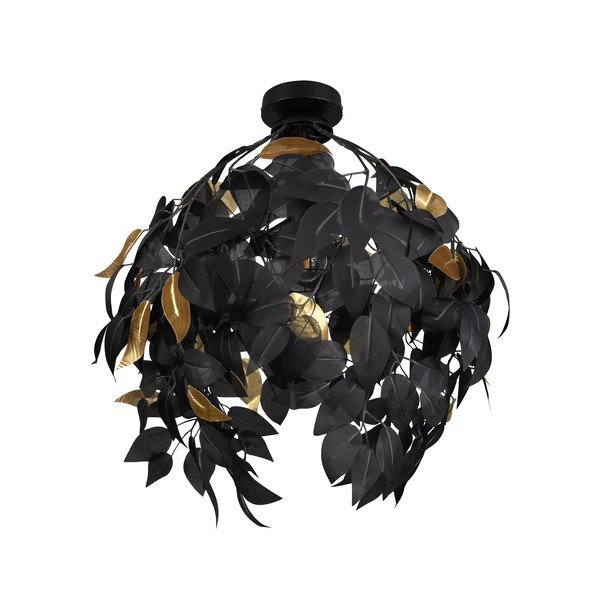 Plafoniera nera opaca in metallo con paralume in plastica ø 38 cm Leavy – Reality