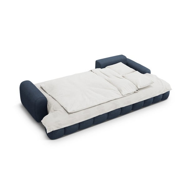 Divano angolare blu scuro allungabile/con contenitore (con penisola a destra/con chaise lounge) Linz – Cosmopolitan Design-image-4