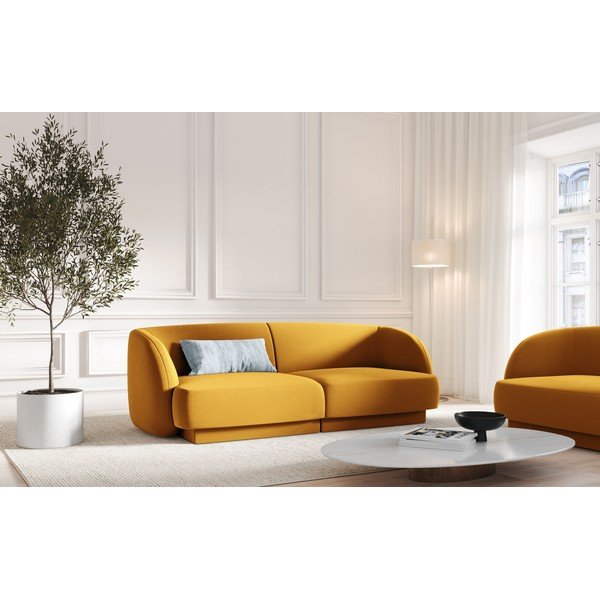 Divano in velluto color senape 184 cm Miley - Micadoni Home-image-1