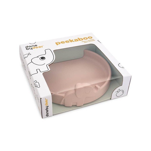 Piatto per bambini in silicone rosa ø 16 cm Elphee - Done by Deer-image-2