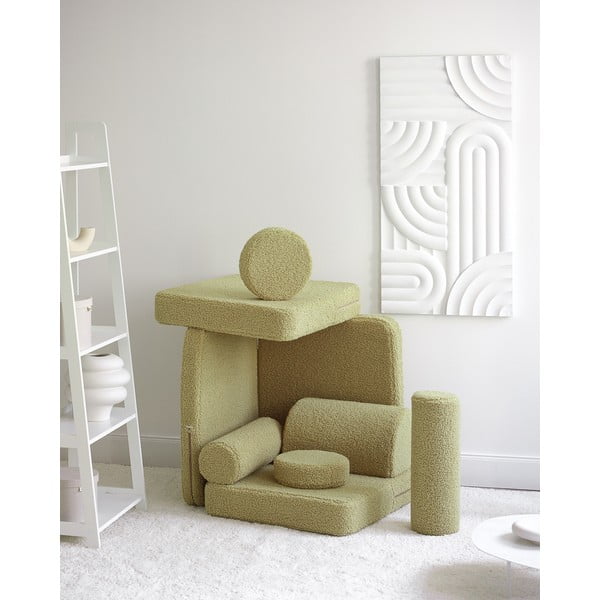Divano per bambini verde con rivestimento in bouclé 132 cm Settee – Wigiwama-image-1