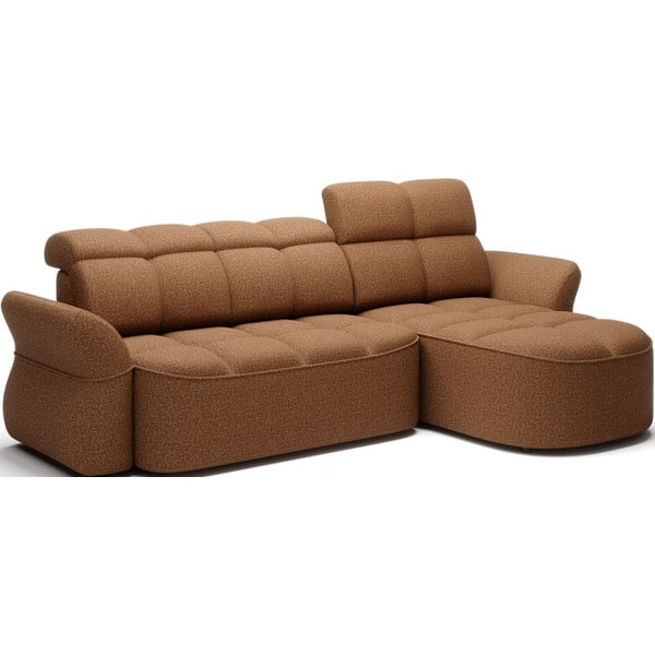 Divano angolare giallo/marrone allungabile/con contenitore (con penisola a destra/con chaise lounge) e rivestimento in velluto Beneth – ELTAP-image-2