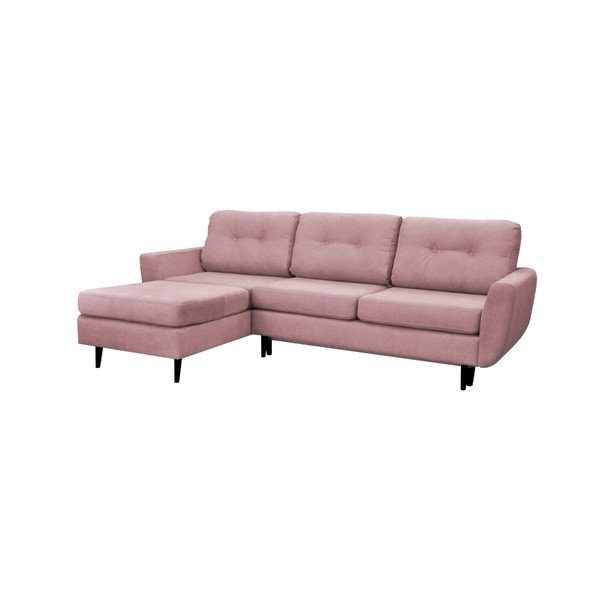 Divano letto rosa chiaro con gambe nere Hortensia, angolo sinistro - Mazzini Sofas-image-1