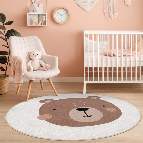 Tappeto per bambini marrone/color crema lavabile ø100 cm Teddy Bear – Mila Home-image-4