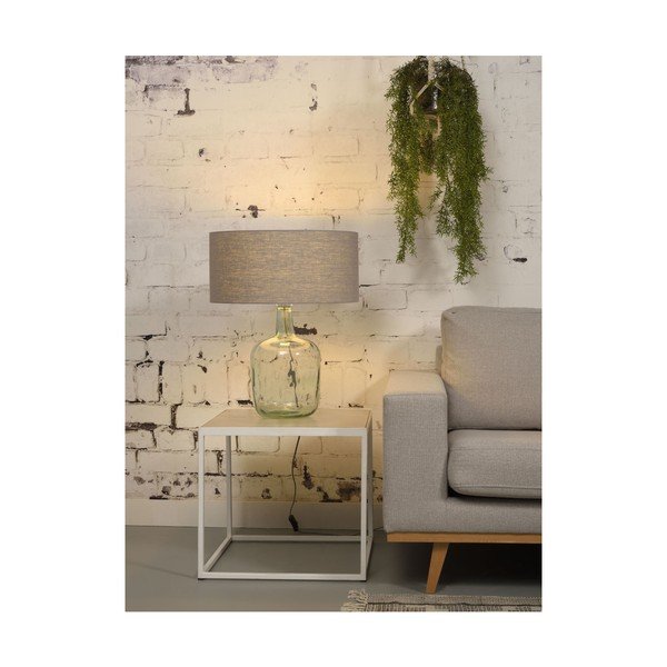 Lampada da tavolo con paralume grigio chiaro e struttura in vetro riciclato di Murano, ⌀ 47 cm - Good&Mojo-image-4