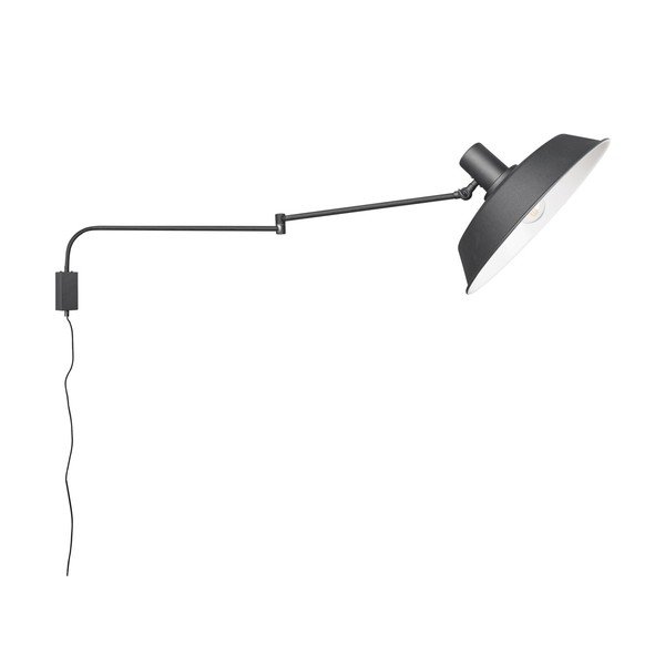 Lampada da parete nera opaca con alimentazione a corrente con struttura flessibile ø 35,5 cm Bolder – Trio