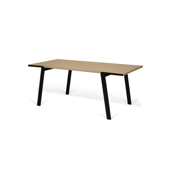 Tavolo da pranzo con piano in rovere e gambe nere , 180 x 90 cm Drift - TemaHome-image-1