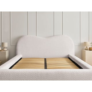 Letto matrimoniale bianco imbottito con spazio contenitivo con rete inclusa 180x200 cm Orlane – Bobochic Paris