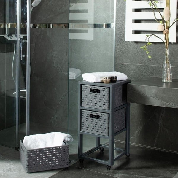 Mobiletto da bagno in plastica antracite 32,5x71 cm Country - Rotho-image-1