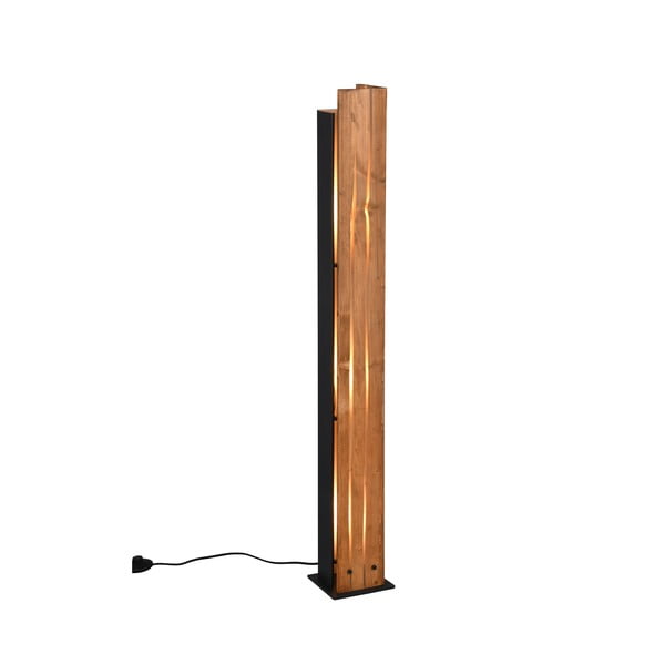 Lampada da terra in nero-naturale con paralume in legno (altezza 121 cm) Karuni - Trio-image-4