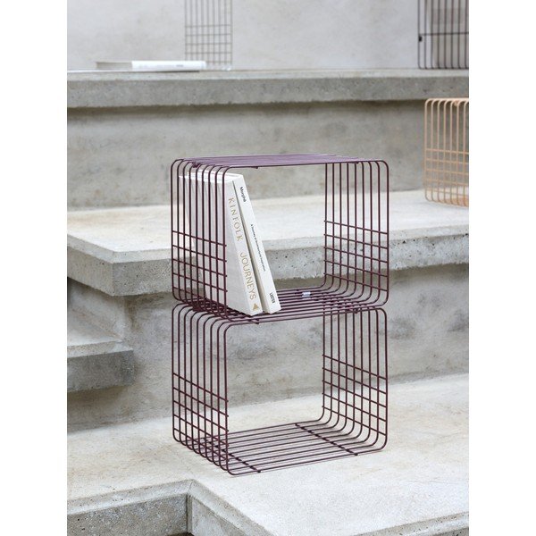 Mensola burgundy in metallo con ripiani multipli 38 cm Wire – Mette Ditmer Denmark-image-3