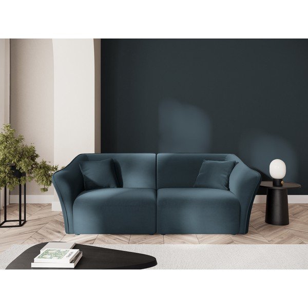 Divano blu con rivestimento in velluto 206 cm Tokyo – Cosmopolitan Design-image-1