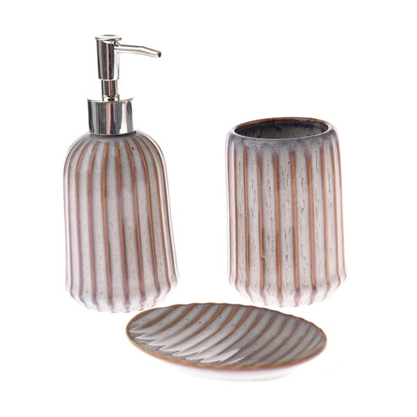 Set di accessori da bagno in ceramica marrone chiaro - Dakls