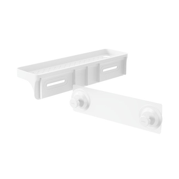 Mensola da bagno autoportante bianca in plastica riciclata Flex Adhesive - Umbra-image-4