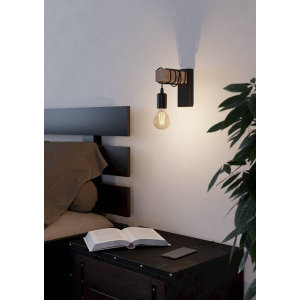 Lampada da parete nera/di colore naturale TOWNSHEND – EGLO-image-1