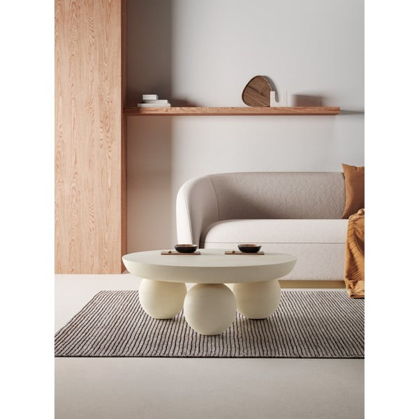 Tavolino da salotto rotondo beige in mango massiccio ø 90 cm Ailen – MOME-image-1