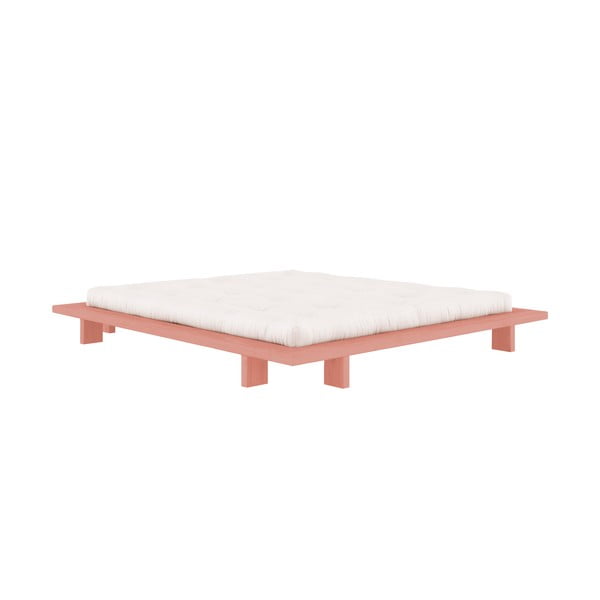 Letto matrimoniale rosa chiaro in legno di pino con griglia 140x200 cm Japan - Karup Design-image-3