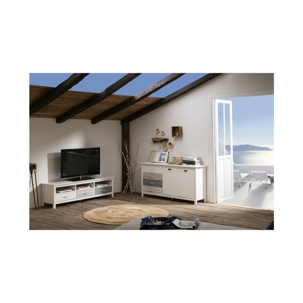 Cassettiera TV in legno di pino massiccio Daniela - Marckeric-image-2