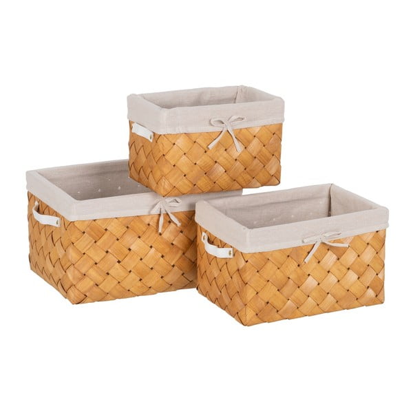 Set di 3 cesti in legno 39,5x30x24 cm - Ixia