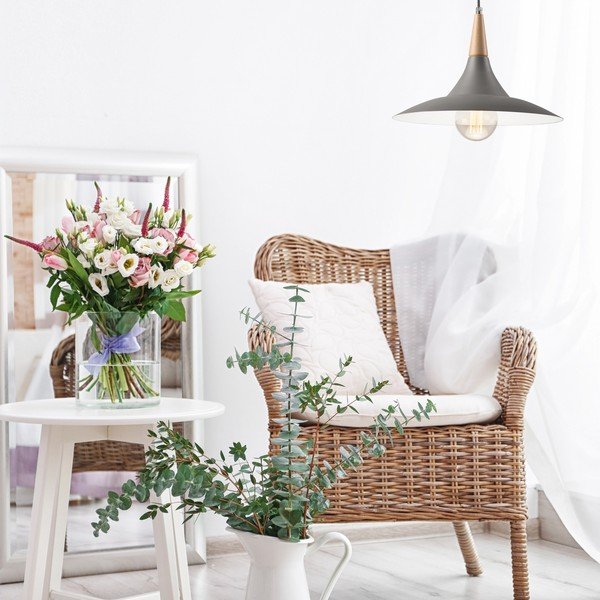 Lampadario grigio con paralume in metallo ø 30 cm Ufo – LAMKUR-image-3