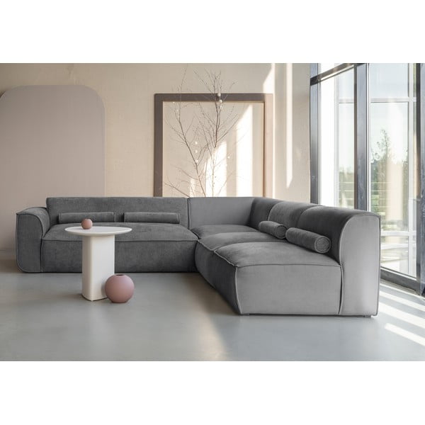 Divano angolare componibile grigio (con penisola a destra) Flex Felix – Miuform-image-1