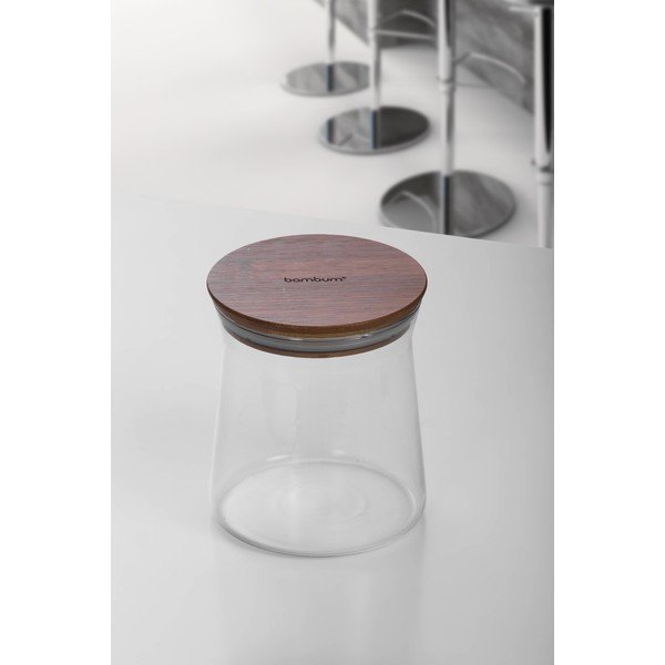 Vaso in vetro con coperchio in bambù, altezza 13 cm Olla - Bambum-image-1