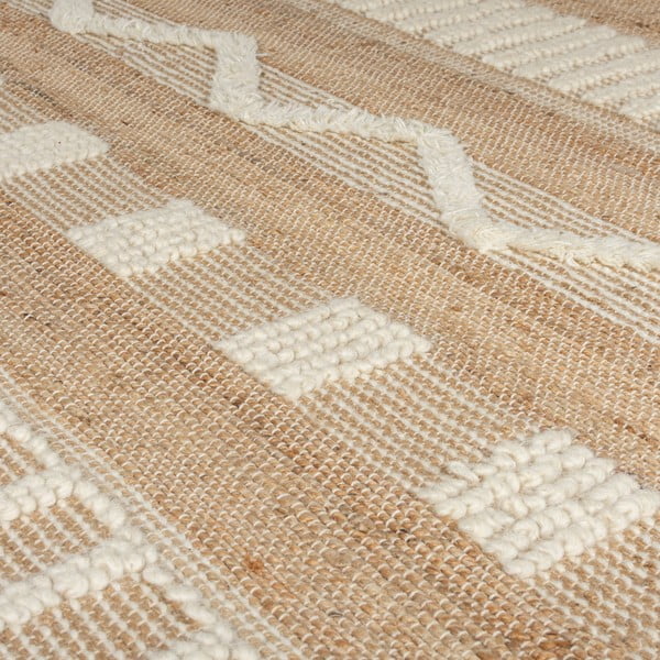 Passatoia bianca/di colore naturale in misto iuta tessuta a mano 60x230 cm Medina – Flair Rugs-image-4