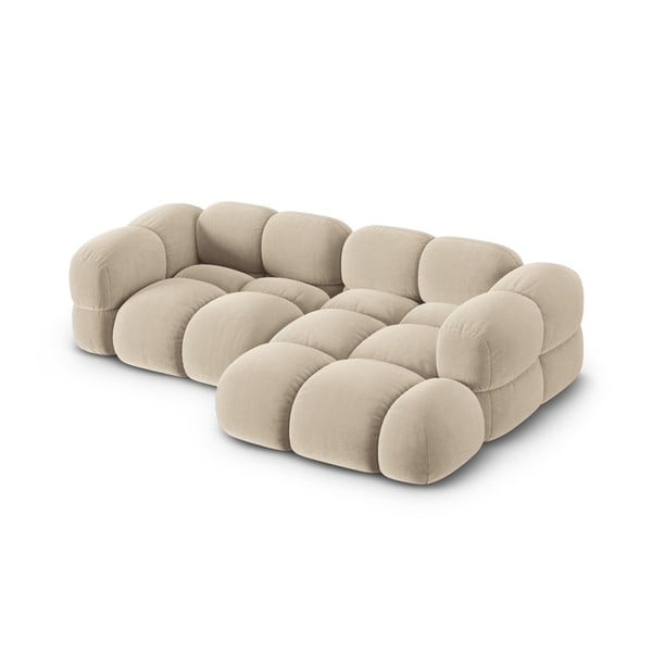 Divano angolare beige (con penisola a destra/con chaise lounge) con rivestimento in velluto Loretto – Cosmopolitan Design-image-2