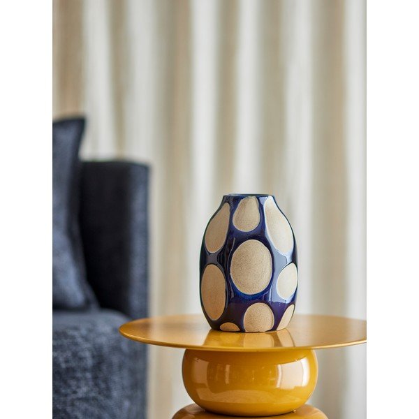 Vaso blu scuro/color crema in gres (altezza totale 20 cm) Bashir – Bloomingville-image-1