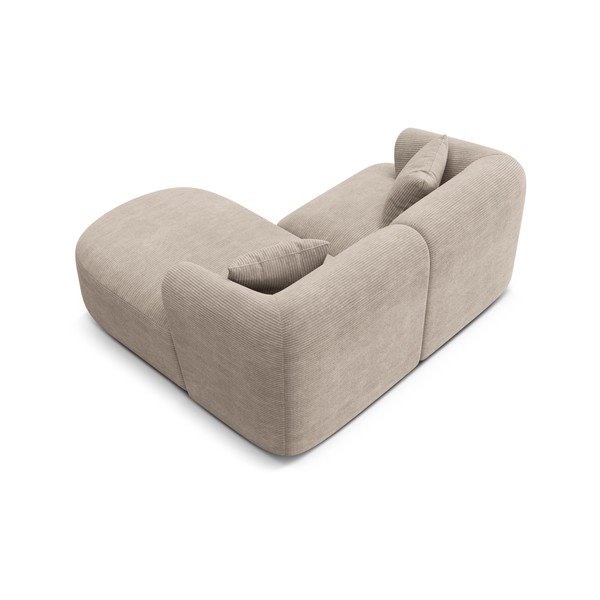 Divano angolare marrone chiaro (con penisola a destra/con chaise lounge) con rivestimento in velluto a coste Campi – Cosmopolitan Design-image-3