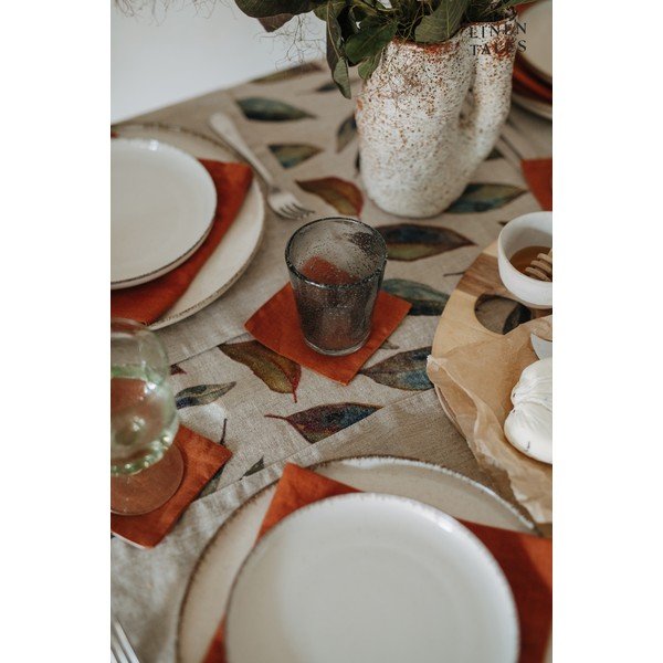 Runner da tavola in lino 200x200 cm Golden Fall - Linen Tales-image-1