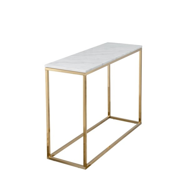 Consolle in marmo bianco con base in marmo oro, lunghezza 100 cm - RGE-image-2