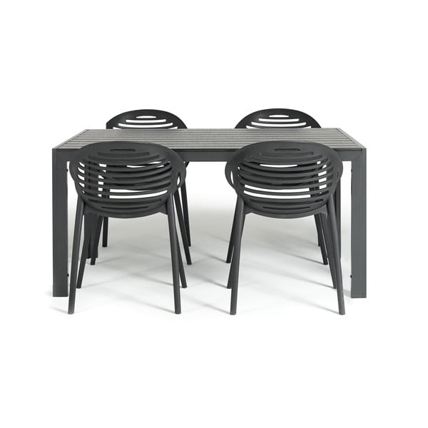 Set da pranzo da giardino per 4 persone con sedia Joanna nera e tavolo Viking, 90 x 150 cm Viking & Joanna - Bonami Selection
