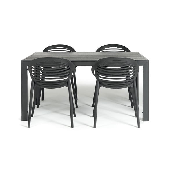 Set da pranzo da giardino per 4 persone con sedia Joanna nera e tavolo Viking, 90 x 150 cm Viking & Joanna - Bonami Selection