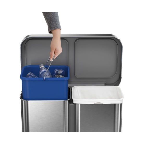 Bidone a pedale in acciaio inox per rifiuti differenziati 58 l Dual - simplehuman-image-3