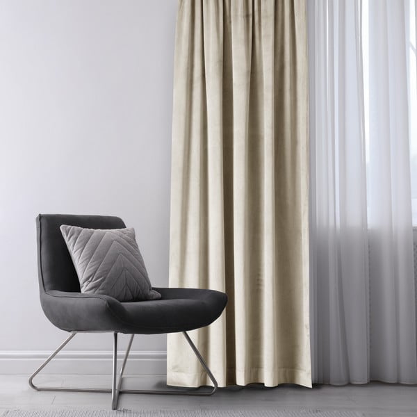 Tenda parzialmente oscurante beige in velluto 140x245 cm Eyelets – Restilo-image-2