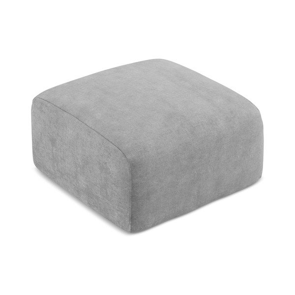 Poggiapiedi grigio chiaro con rivestimento in ciniglia Leila – Makamii-image-2