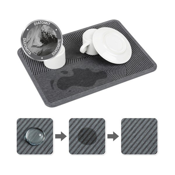 Tappetino scolapiatti grigio in diatomite 40x30 cm Damon – Wenko-image-2