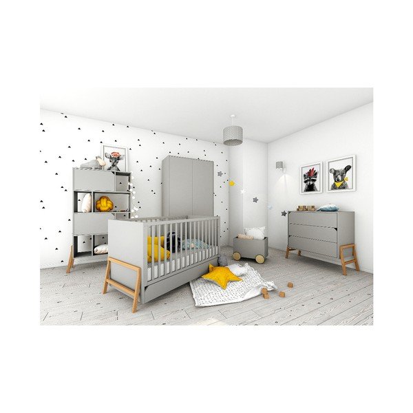 Libreria in legno di rovere grigio Lotta - BELLAMY-image-1