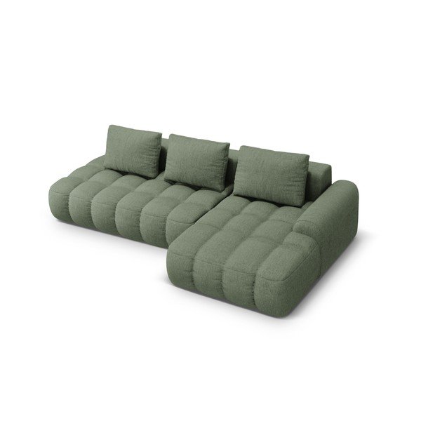Divano angolare verde allungabile/con contenitore (con penisola a destra/con chaise lounge) Linz – Cosmopolitan Design-image-3