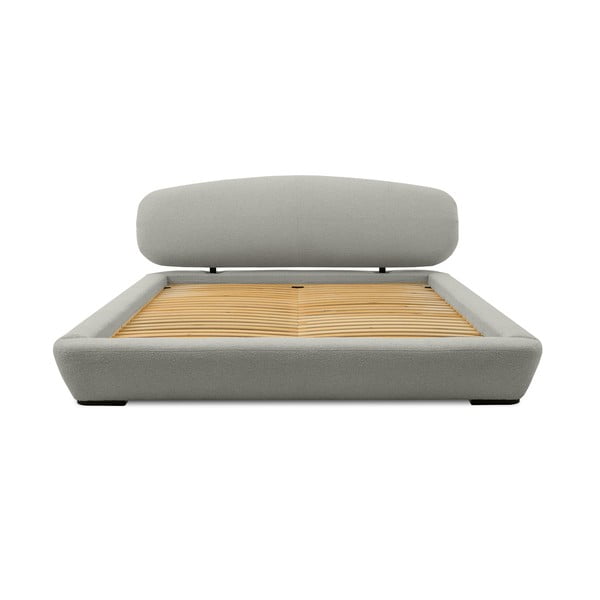 Letto matrimoniale imbottito grigio chiaro con doghe in legno 160x200 cm Odette - Scandic-image-3