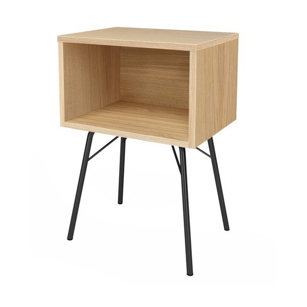 Comodino in rovere decorato in colore naturale Rayburn - Woodman-image-2