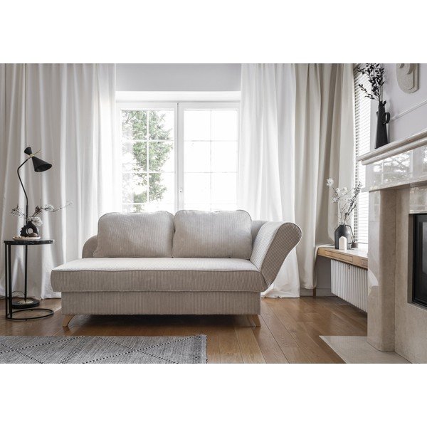 Chaise longue beige (con penisola a destra) con rivestimento in velluto a coste Chic Charlotte – Miuform-image-2