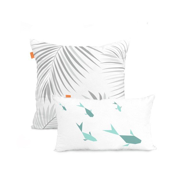 Set di 2 federe in cotone Zigzag - Blanc