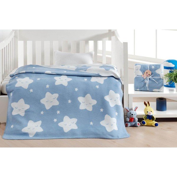 Coperta per bambini azzurra in vello 100x120 cm Star – Mijolnir-image-1